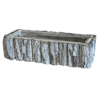 Osłonka z Kory Podłużna z Sznurkiem Podwójna do Kwiatów Szara 38 x 16 cm