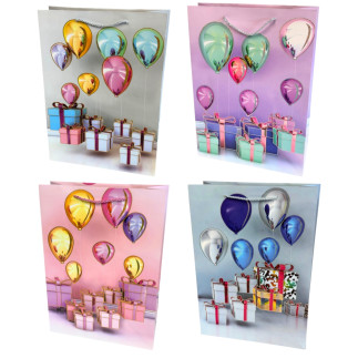 Torebka Prezentowa Ozdobna Papierowa Balony 30x12x42 cm MIX 12 Sztuk