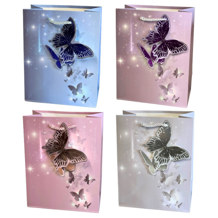 Torebka Prezentowa Ozdobna Papierowa Motyle 18x10x23 cm MIX 12 Sztuk