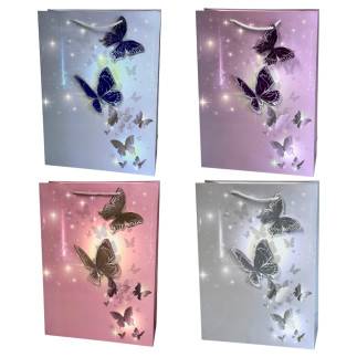 Torebka Prezentowa Ozdobna Papierowa Motyle 30x12x42 cm MIX 12 Sztuk