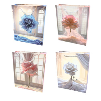 Torebka Prezentowa Ozdobna Papierowa Róże 26x10x32 cm MIX 12 Sztuk