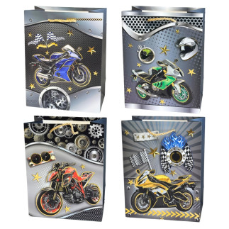 Torebka Prezentowa Ozdobna Papierowa Motor 18x10x23 cm MIX 12 Sztuk