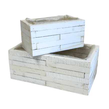 Osłonki Komplet Dwóch Sztuk Biała do Kwiatów Prostokątna 30 x 17 cm