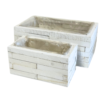 Osłonki Komplet Dwóch Sztuk Biała do Kwiatów Prostokątna 30 x 17 cm