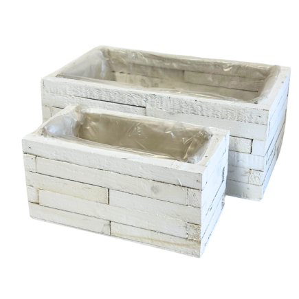 Osłonki Komplet Dwóch Sztuk Biała do Kwiatów Prostokątna 30 x 17 cm