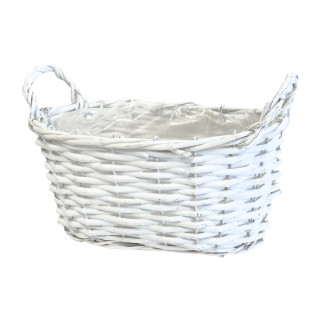 Osłonka Wiklinowa z Uszkami Podwójna do Kwiatów Biała 25 x 15 cm