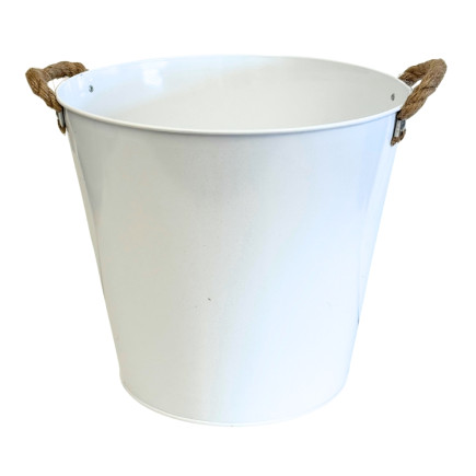 Osłonka Metalowa Owalna do Kwiatów Kompozycji Dekoracja Biała 31 cm