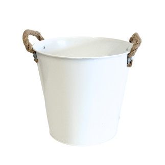 Osłonka Metalowa Owalna do Kwiatów Kompozycji Dekoracja Biała 24 cm