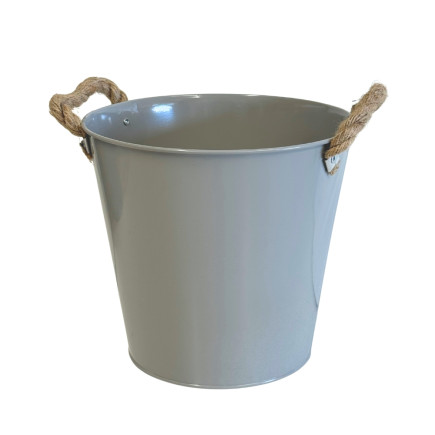 Osłonka Metalowa Owalna do Kwiatów Kompozycji Dekoracja Szara 24 cm