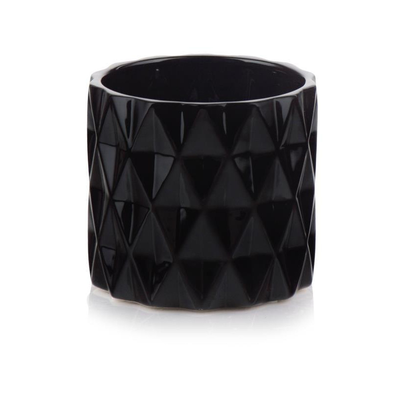 Doniczka Osłonka Ceramiczna Walec Cylinder Czarny Do Kwiatów 13cm