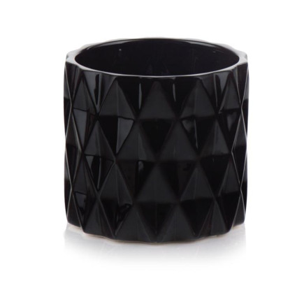 Doniczka Osłonka Ceramiczna Walec Cylinder Czarny Do Kwiatów 13cm