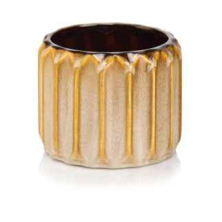 Doniczka Osłonka Ceramiczna Walec Cylinder Beż Brąz Do Kwiatów Piano