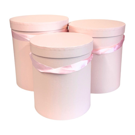 Pudełko Flower Box Na Kwiaty Ozdobne Komplet Trzech Sztuk Różowe 28 cm