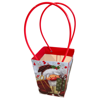 Świąteczna Torebka Papierowa na Kwiaty z Rączką Świąteczny Wzór 35 cm