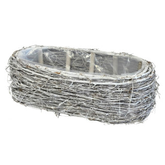 Osłonka z faszyny Patyków Dekoracja do kwiatów Kompozycja Biała 37 x 12 cm