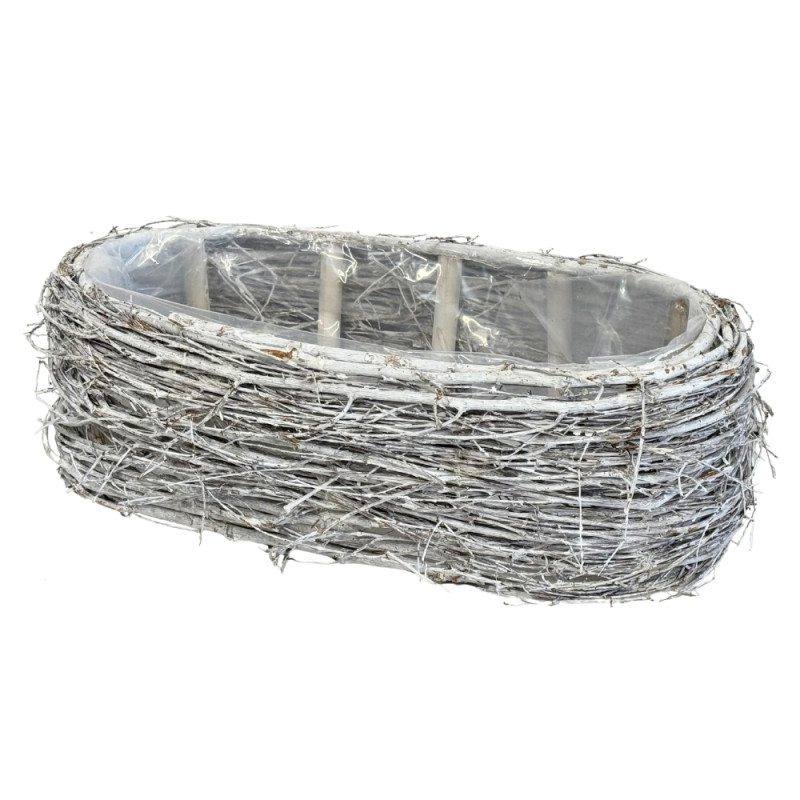 Osłonka z faszyny Patyków Dekoracja do kwiatów Kompozycja Biała 37 x 12 cm