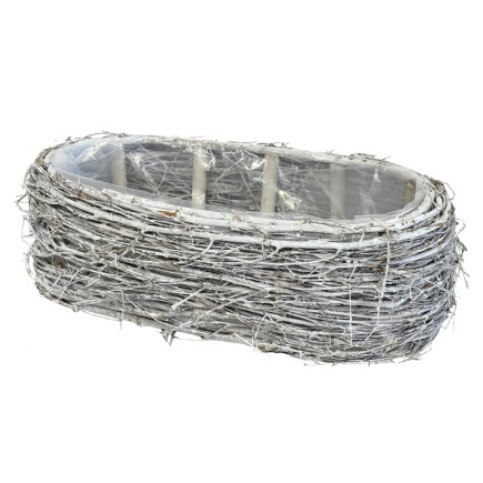 Osłonka z faszyny Patyków Dekoracja do kwiatów Kompozycja Biała 37 x 12 cm