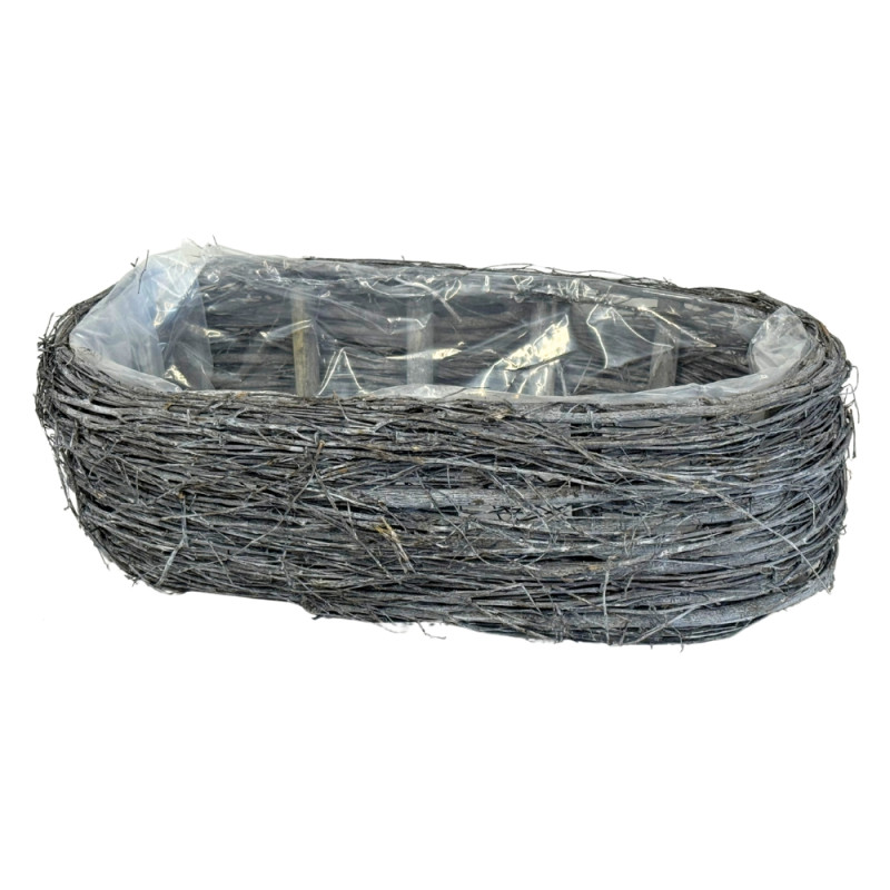 Osłonka z faszyny Patyków Dekoracja do kwiatów Kompozycja Szara 37 x 12 cm