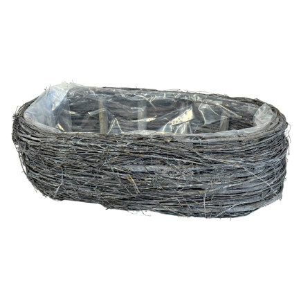 Osłonka z faszyny Patyków Dekoracja do kwiatów Kompozycja Szara 37 x 12 cm