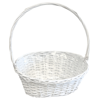 Kosz Kwiatowy na Kwiaty Wiklinowy Prezentowy Biały 55 cm
