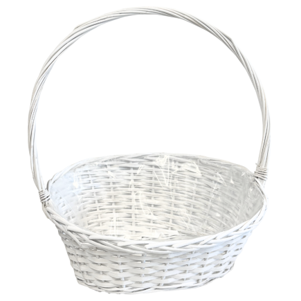 Kosz Kwiatowy na Kwiaty Wiklinowy Prezentowy Biały 55 cm