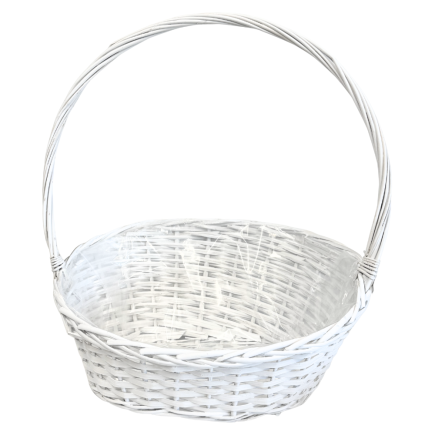 Kosz Kwiatowy na Kwiaty Wiklinowy Prezentowy Biały 55 cm