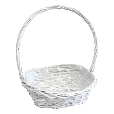 Kosz Kwiatowy na Kwiaty Wiklinowy Prezentowy Biały 45cm