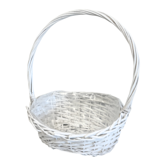 Kosz Kwiatowy na Kwiaty Wiklinowy Prezentowy Biały 45cm