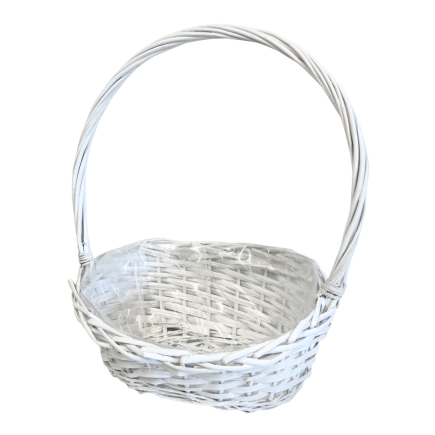 Kosz Kwiatowy na Kwiaty Wiklinowy Prezentowy Biały 45cm