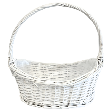 Kosz Kwiatowy na Kwiaty Wiklinowy Prezentowy Biały 41cm