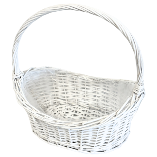 Kosz Kwiatowy na Kwiaty Wiklinowy Prezentowy Biały 41cm