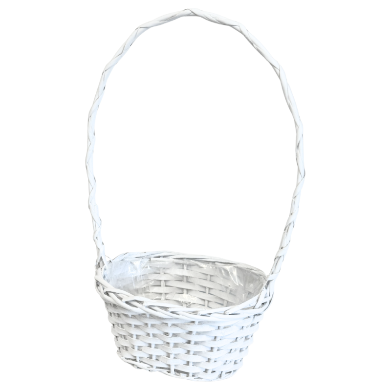Kosz Kwiatowy na Kwiaty Wiklinowy Prezentowy Biały 45cm