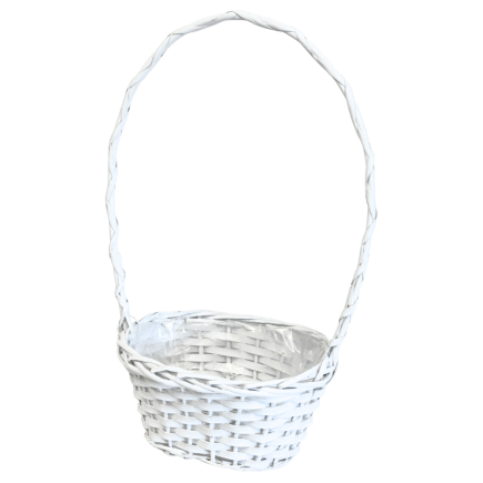 Kosz Kwiatowy na Kwiaty Wiklinowy Prezentowy Biały 45cm