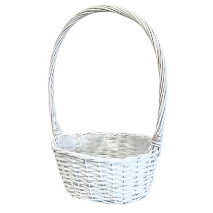 Kosz Kwiatowy na Kwiaty Wiklinowy Prezentowy Biały 44cm