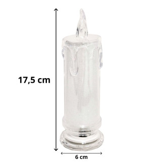 Świeca Wkład Brokatowa Świeczka Led 18 cm Akrylowa Ciepłe Światło Baterie