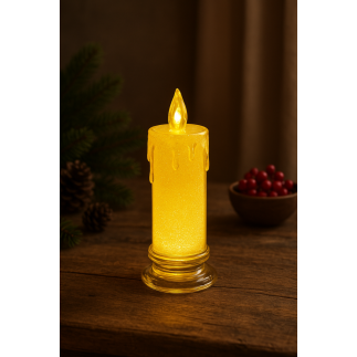 Świeca Wkład Brokatowa Świeczka Led 18 cm Akrylowa Ciepłe Światło Baterie