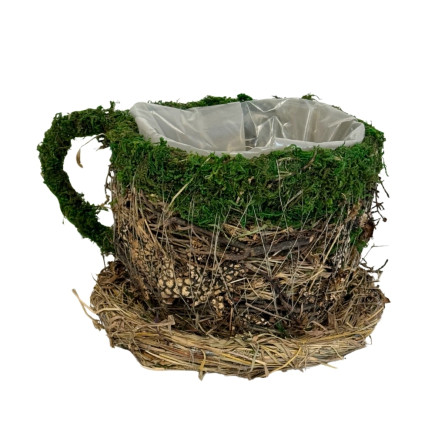 Osłonka Filiżanka do kwiatów Kompozycji z Mchu Naturalna Mech 23 cm
