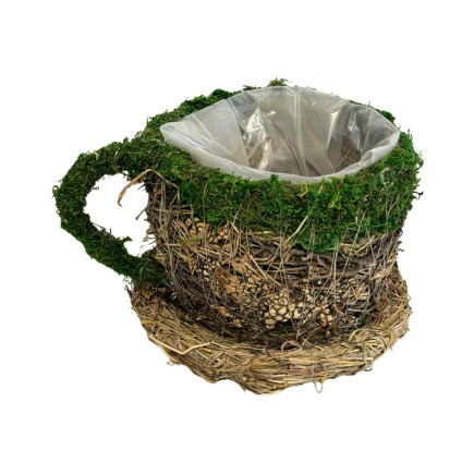 Osłonka Filiżanka do kwiatów Kompozycji z Mchu Naturalna Mech 23 cm