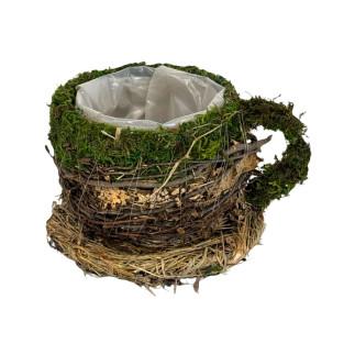 Osłonka Filiżanka do kwiatów Kompozycji z Mchu Naturalna Mech 19 cm