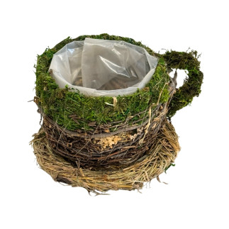 Osłonka Filiżanka do kwiatów Kompozycji z Mchu Naturalna Mech 19 cm
