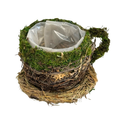 Osłonka Filiżanka do kwiatów Kompozycji z Mchu Naturalna Mech 19 cm