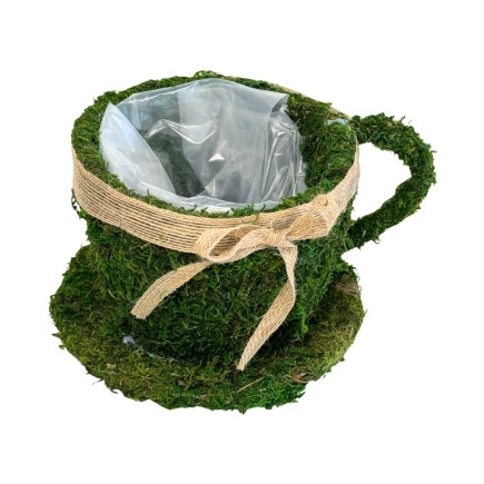 Osłonka Filiżanka do kwiatów Kompozycji z Mchu Naturalna Mech 23 cm