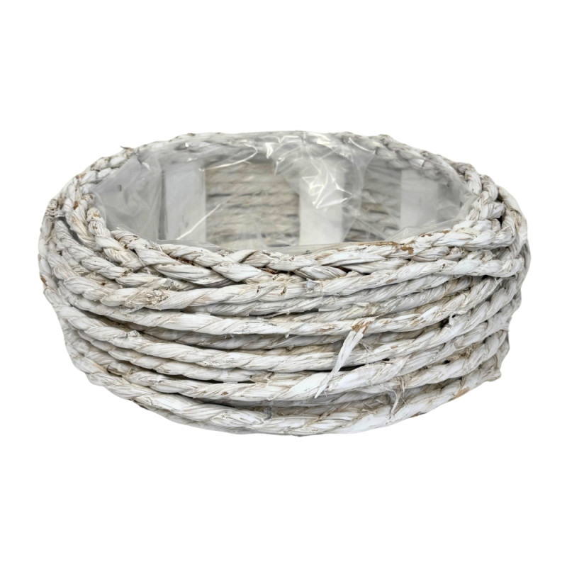 Osłonka Okrągła z trawy morskiej Biała do kwiatów Kompozycji 30x30cm