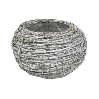 Osłonka Okrągła z faszyny Kulka Biała do kwiatów Kompozycji 28x16cm