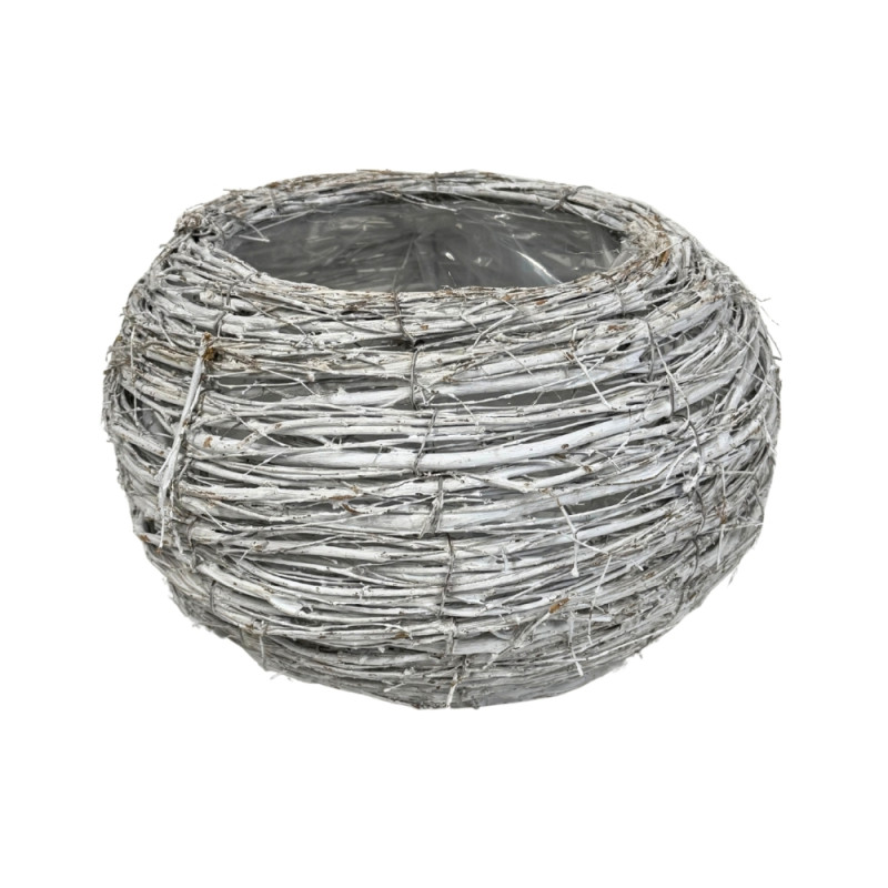 Osłonka Okrągła z faszyny Kulka Biała do kwiatów Kompozycji 28x16cm Osłonka Okrągła z faszyny Kulka Biała do kwiatów Kompozycji 28x16cm