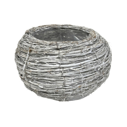 Osłonka Okrągła z faszyny Kulka Biała do kwiatów Kompozycji 28x16cm