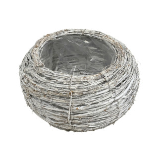 Osłonka Okrągła z faszyny Kulka Biała do kwiatów Kompozycji 28x16cm