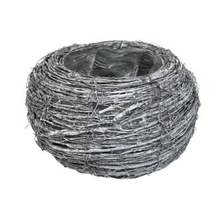 Osłonka Okrągła z faszyny Kulka Szara do kwiatów Kompozycji 28x16cm