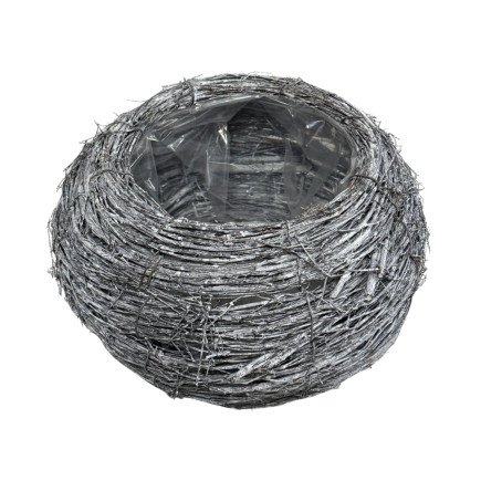 Osłonka Okrągła z faszyny Kulka Szara do kwiatów Kompozycji 28x16cm