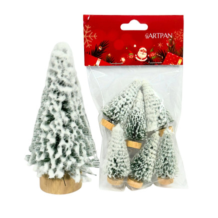 Choinka Mini dekoracja świąteczna STROIK ŚNIEŻONA OZDOBNA 6 cm 6 SZTUK